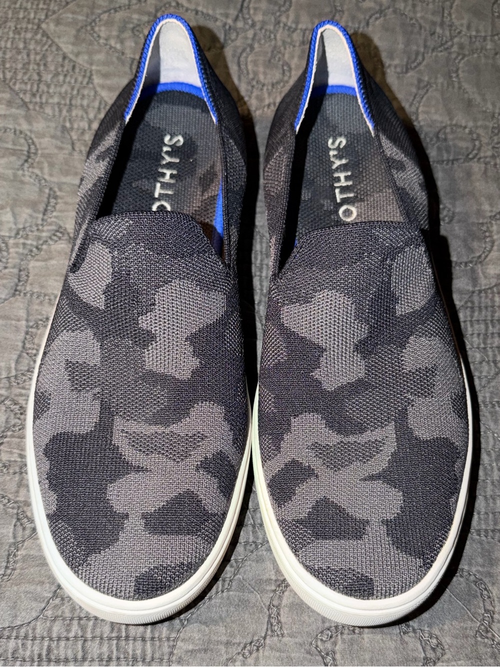 Rothy’s The Original Slip On Sneaker-Black Grey Camo Women’s Size-9.5